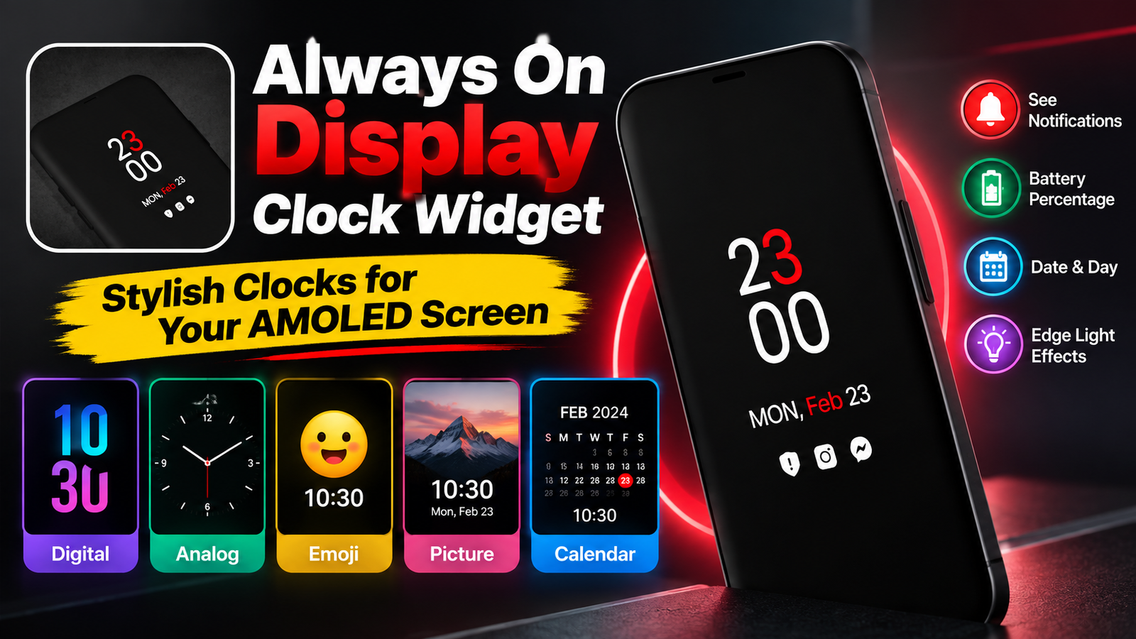 Always On Display Clock Widget Review: Customize Your AMOLED Screen